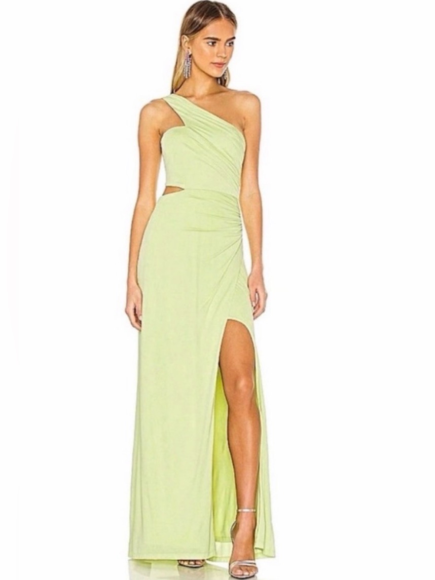 Bcbgmaxazria One-Shoulder Cutout Maxi Dress In Lime